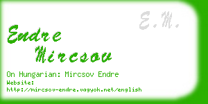 endre mircsov business card